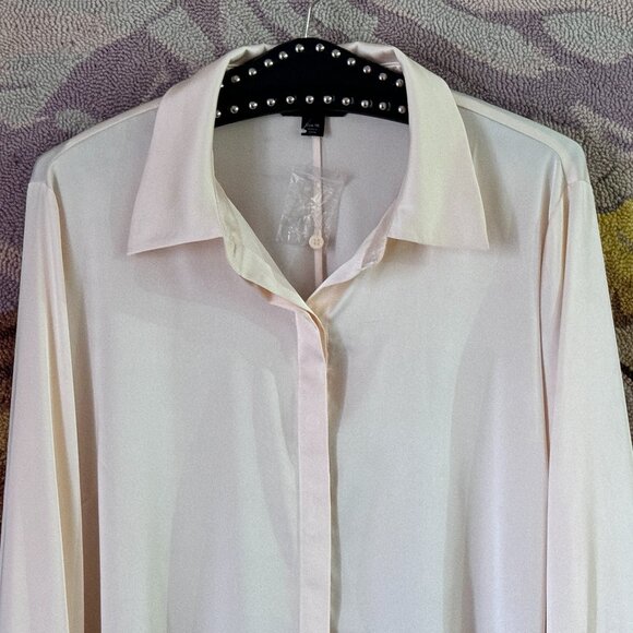 Boston Proper Sz 18 (XL) Womens Blouse Button Up Long Sleeve Light Peach - Picture 2 of 10